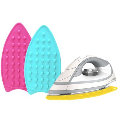 2Pack Silicone Iron Rest Pad, Thicker Series Hot Resistant Mat for Ironing Board, Easy to Use with Wall Hole and Multicolor for Home (Pink+Mint Green)