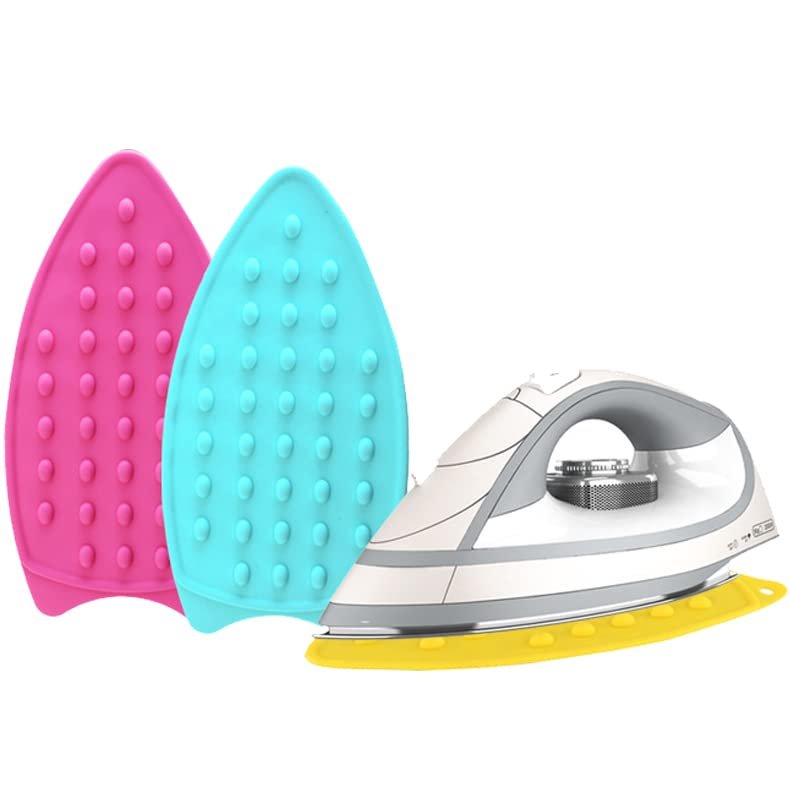 2Pack Silicone Iron Rest Pad, Thicker Series Hot Resistant Mat for Ironing Board, Easy to Use with Wall Hole and Multicolor for Home (Pink+Mint Green)