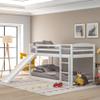 Bellemave Low Bunk Beds Twin Over Twin Bunk Bed with Slide Wood Bunk Bed Frame for Kids, Girls, Boys, Teens, Spave-Saving Bunk Beds, No Spring Needed, White view 1