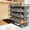 SpaceAid Pull Out Spice Rack Organizer with 20 Jars, Heavy Duty Slide Out Seasoning Organizer for Kitchen Cabinets, with 801 Labels and Chalk Marker, Left Facing view 1