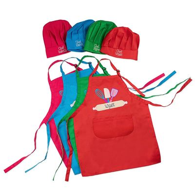 AILIN Custom Name Kids Apron Chef Hat Set For Boy Girl Cooking Baking Painting Craft