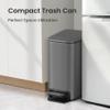 Cesun Small Bathroom Trash Can with Lid Soft Close, Step Pedal, 6 Liter / 1.6 Gallon Stainless Steel Garbage Can with Removable Inner Bucket, Anti-Fingerprint Finish (Gray) view 3