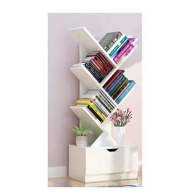 FABAX Bookcase Bookshelf Tree Shaped Standing Storage Shelf Bookcase Display Shelf Suitable for Home and Office Space Saving Bookshelves Creative Bookshelf (Color : Ivory White)