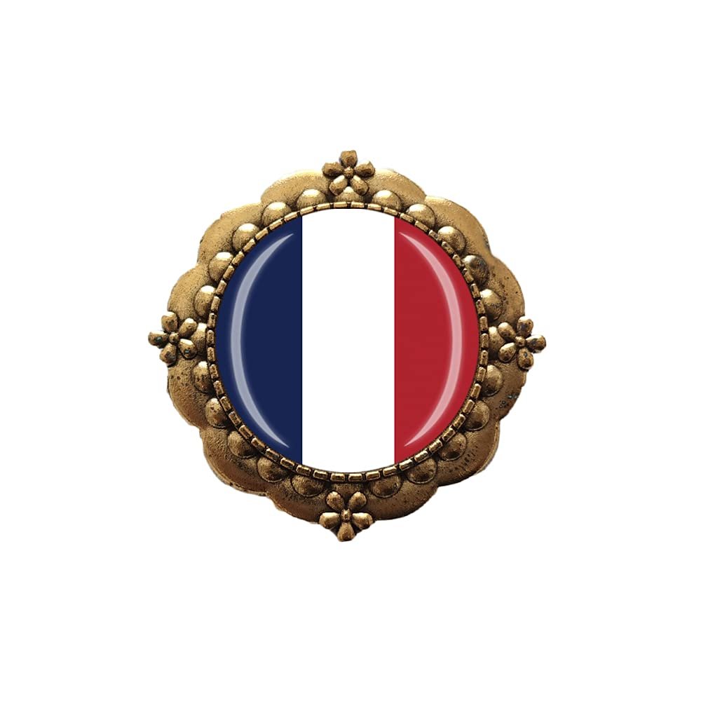 3D France Flag Glass Crystal Brooch Metal Souvenir Men Women Clothes Decoration Valentine's Day Birthday Gift