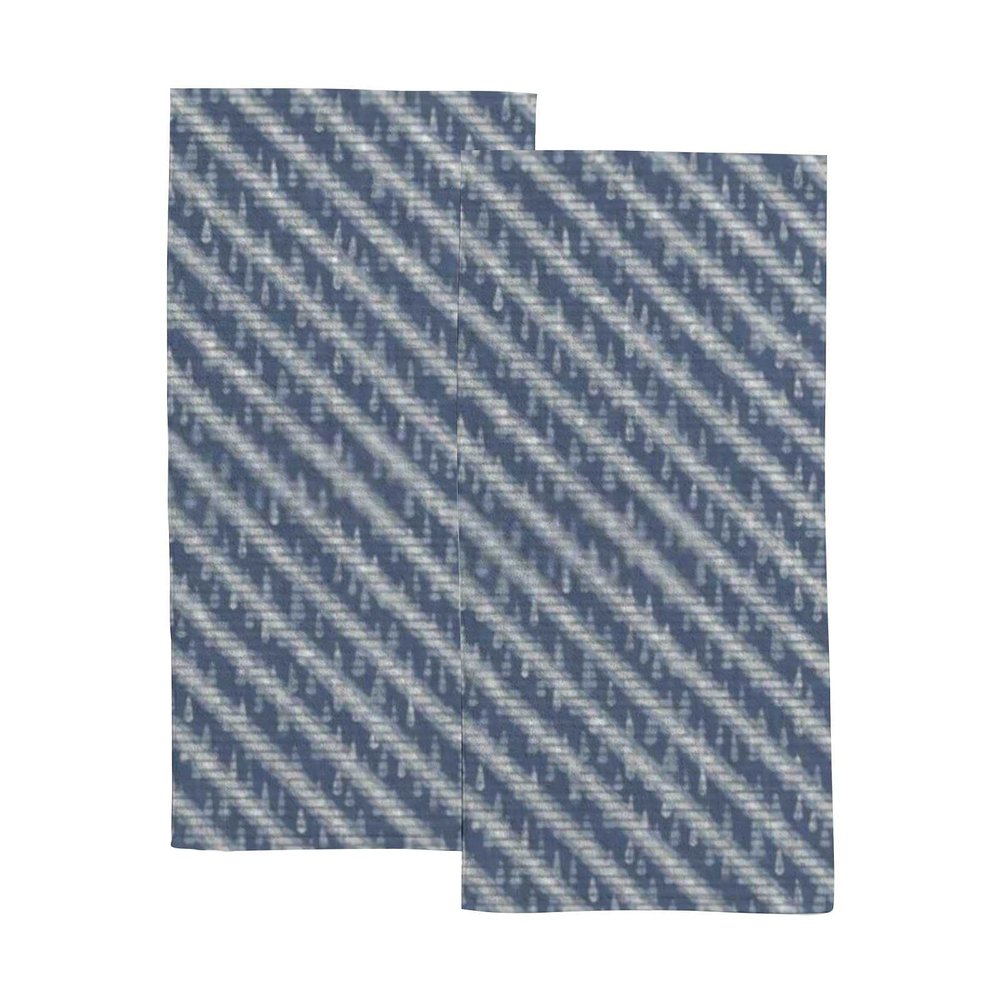 2-Piece Polyester Towel Set, Absorbent Blue Stripe Hand Towel, Bath Towel, Soft and Comfortable, Machine Wash 30x15 Inches