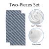 2-Piece Polyester Towel Set, Absorbent Blue Stripe Hand Towel, Bath Towel, Soft and Comfortable, Machine Wash 30x15 Inches view 2