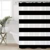 ALAGEO Nautical Stripe Design Shower Curtains Bathroom Accessories Waterproof Fabric Bath Decor Shower Curtain Set Black and White Small Stall Size 66"x72" view 3
