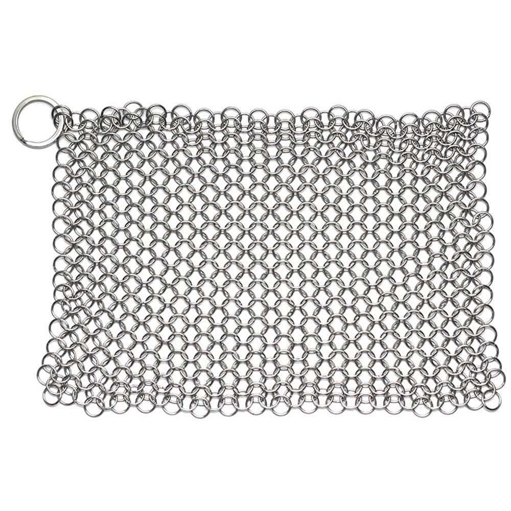 VALINK Cast Iron Skillet Cleaner, Stainless Steel Cast Iron Cleaner Scrubber for All Types of Skillet Griddles Cast Iron Pans Grills Dutch Ovens