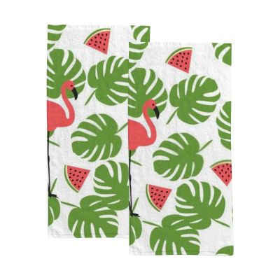 2-Piece Polyester Towel Set, Absorbent Summer Pattern Hand Towel, Bath Towel, Soft and Comfortable, Machine Wash 30x15 Inches