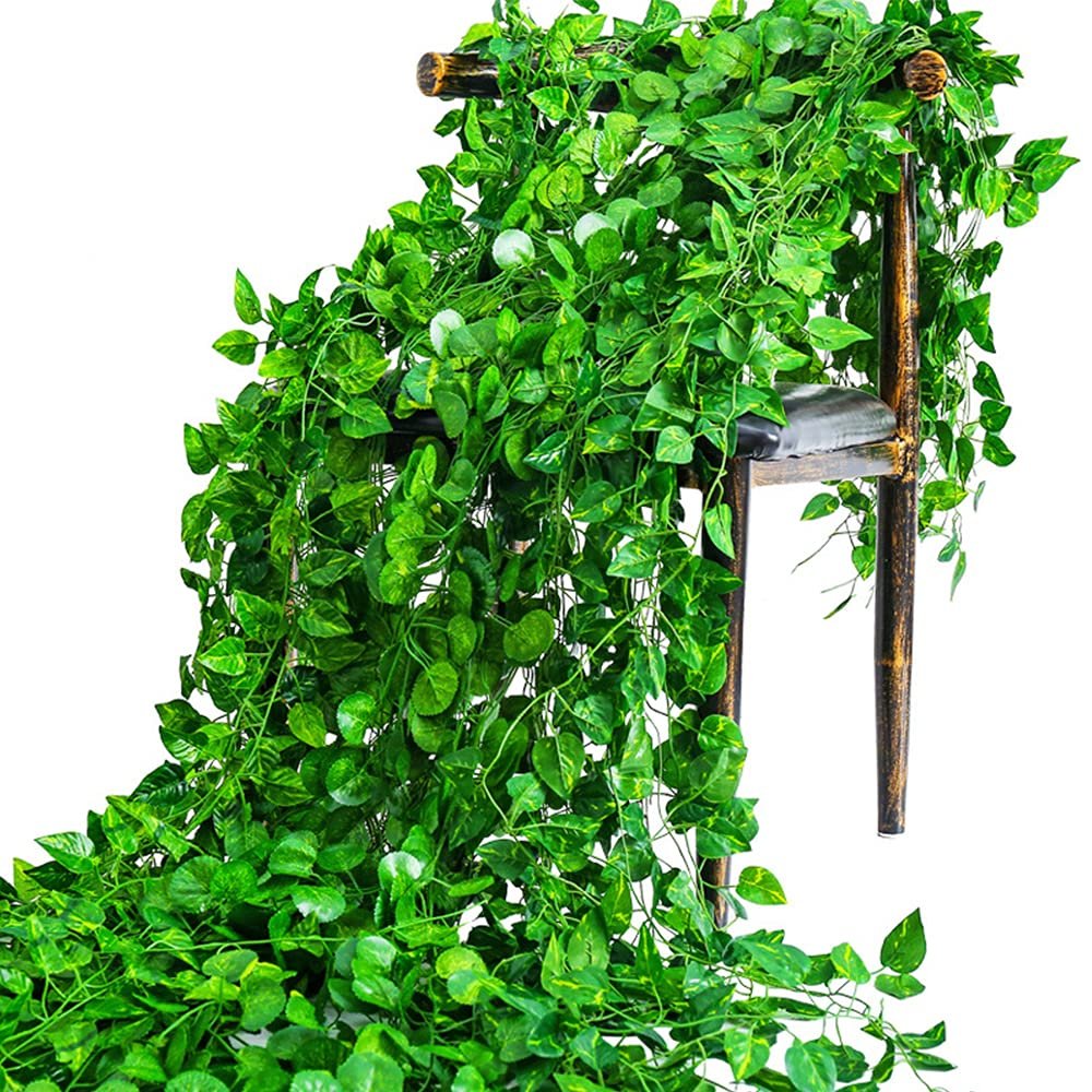 12 Pack 86.6-inch Artificial Ivy Leaves, False Vines, Silk Ivy Wreaths, Green Artificial Hanging Plants, Wedding Wall Decoration, Party Room Decoration (Ivy Vine)