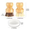 SUPERWASH PLUS Bamboo Scrub Brush Clean Pan, Dish and Vegetable, Natural Bristles Palm Pot Brush 4 Pack Round Mini Dish Brush with Ceramic Holder for Kitchen Sink Cleaning view 3