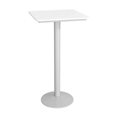 HQBL Bistro Pub Table Square Bar Height Cocktail Tables,Standing Outside Patio Tables with Metal Base Marble Top and Black/White Leg 55cm Top, 105/110/120cm Height