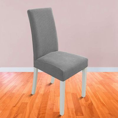 4Pcs Chair Covers Seat Covers for Chairs Removable Chair Covers Kitchen Chair Protector Covers for Dining Room(Grey)