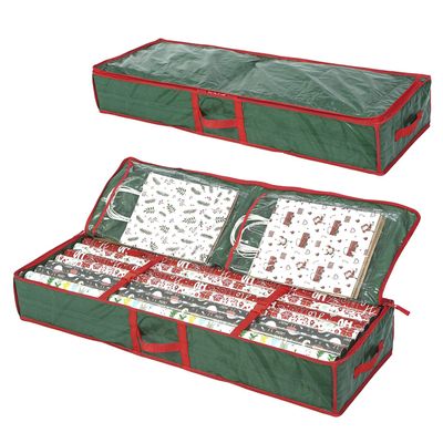 Sattiyrch Underbed Gift Wrap Organizer,Gift Wrapping Paper Storage Container,Holds up to 20 Rolls,41"W x 14"D x 5.5"H (Green)