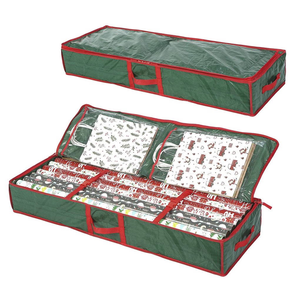 Sattiyrch Underbed Gift Wrap Organizer,Gift Wrapping Paper Storage Container,Holds up to 20 Rolls,41"W x 14"D x 5.5"H (Green)
