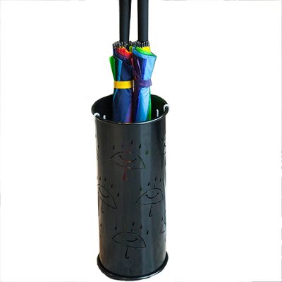 European Style Home Entrance Storage Rack Nordic Umbrella Stand Door Umbrella Storage Bucket Creative Umbrella Stand Metal Umbrella Rack 3 Sizes (Color : Black, Size : C)