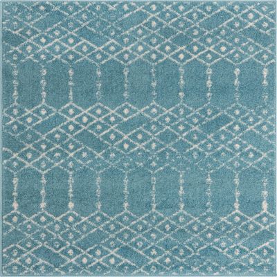 Rugs.com Paxon Trellis Collection Rug  8' x 10' Oval Teal Blue Medium-Pile Rug Perfect for Living Rooms, Large Dining Rooms, Open Floorplans