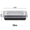 Nicole Fantini 38oz Disposable Black Meal Prep/Bento Box with Clear Dome Lids - Rectangular Plastic Meal Containers - Leak Proof and Reusable Box : Perfect For Salad, Meal Prep and Fruits : Set of 10 view 2