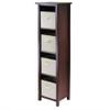 Pemberly Row 5-Tier Tall Solid Wood Storage Shelf with Baskets in Walnut/Beige view 1