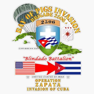 HOF Trading Army - Operation Zapata - Bay of Pigs - Cuba Invasion Vinyl Sticker Waterproof Decal Laptop Wall Window Bumper Sticker 5 in(HOF-VETERAN-STICKERS-3860)