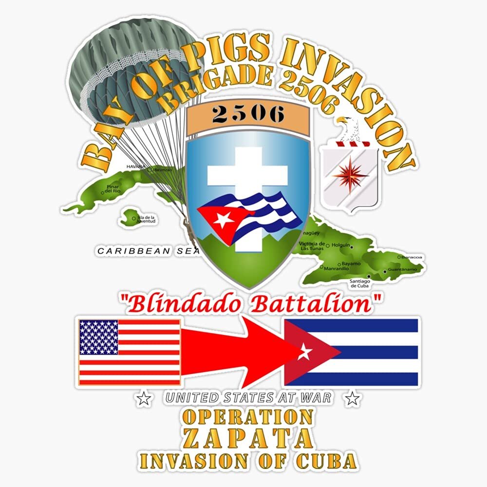 HOF Trading Army - Operation Zapata - Bay of Pigs - Cuba Invasion Vinyl Sticker Waterproof Decal Laptop Wall Window Bumper Sticker 5 in(HOF-VETERAN-STICKERS-3860)