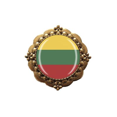 3D Lithuania Flag Glass Crystal Brooch Metal Souvenir Men Women Clothes Decoration Valentine's Day Birthday Gift