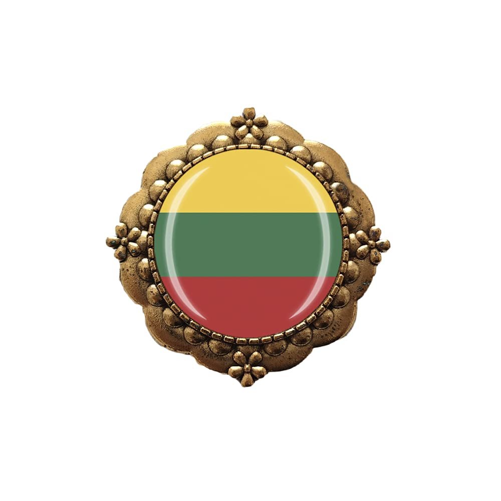 3D Lithuania Flag Glass Crystal Brooch Metal Souvenir Men Women Clothes Decoration Valentine's Day Birthday Gift