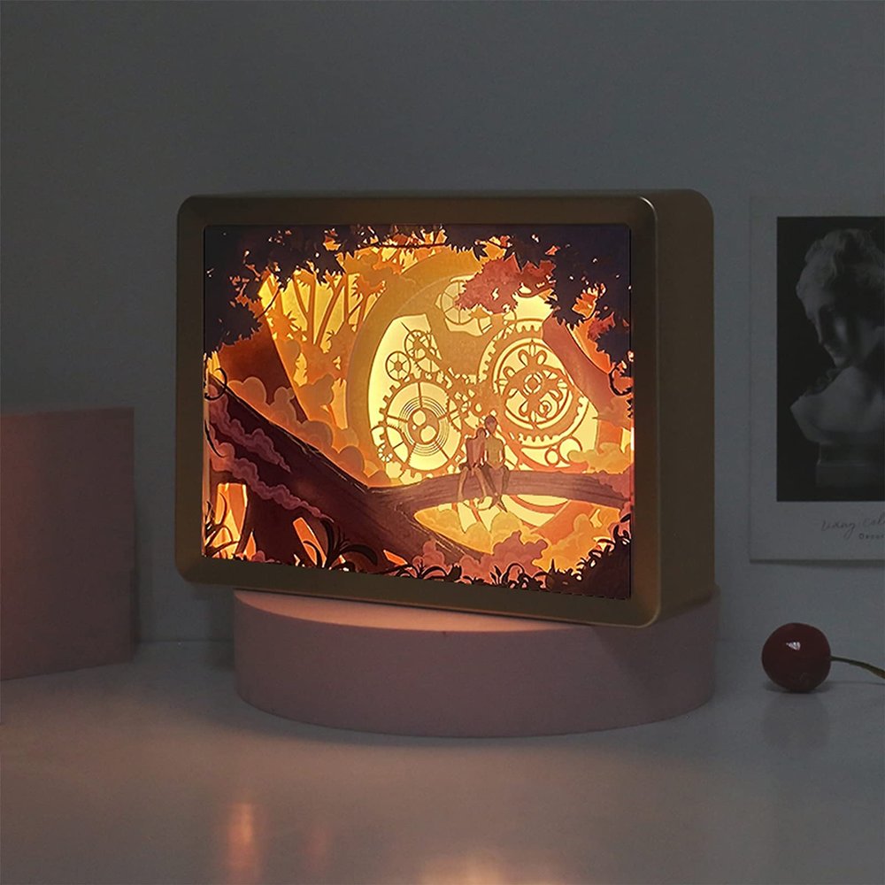 SIWEME 3D Paper Carving Lamp LED Night Light Creative Desk Lamp Frame Table Lamp Decorative Mood Light Gift Ideas for Girls Wife (Endless Love)