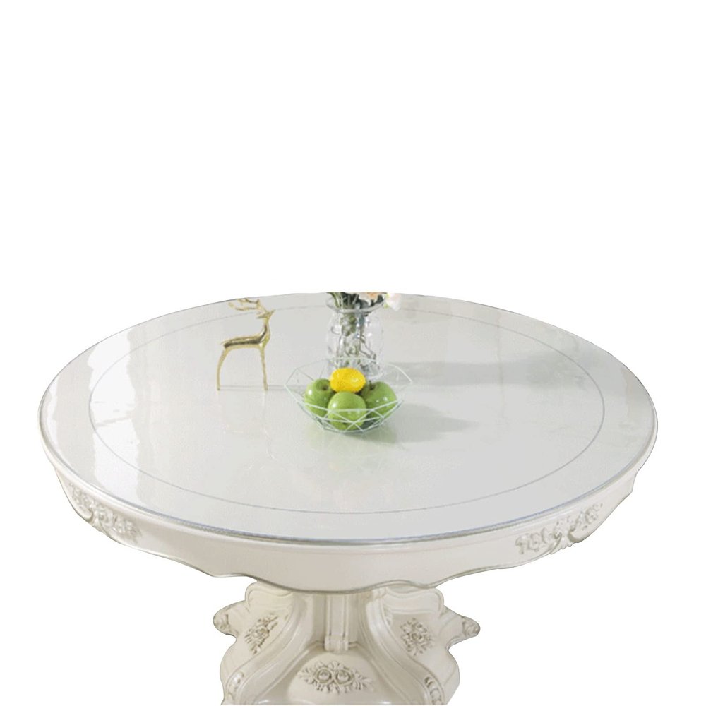 100% Vinyl Clear/Round Transparent Tablecloth TOP Cover Water Proof Plastic Easy Clean PVC Vinyl Table cloths Protector 2mm thick Covering for Round Table Pad /60-150cm in Diameter (Customizable)