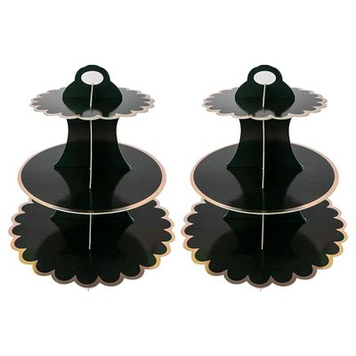 2 PACK Cardboard Cake Stand, 3 Tier Paper Dessert Round Cupcake Holder Tower Disposable Pastry Stand for Birthday, Afternoon Tea,Wedding Party Anniversary Christening Fruit Desserts Display