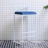 Barstools Modern Upholstered Counter Height Bar Stool, Velvet Seat with Footrest & Back Dining Chair, Barstool with White Metal Legs for Kitchen,Bistro,Caf,Pub Max. Load 400lb Blue for Bistro Pub C view 2