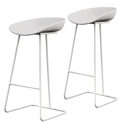 Barstools Set of 2 Restaurant Bar Stools Lounge High Waist Stool White Metal Legs PP Plastic Seat for Cafe Kitchen Chair Seat Height 25.5'' 27.5'' 29.5'' for Bistro Pub Caf Island Kitchen