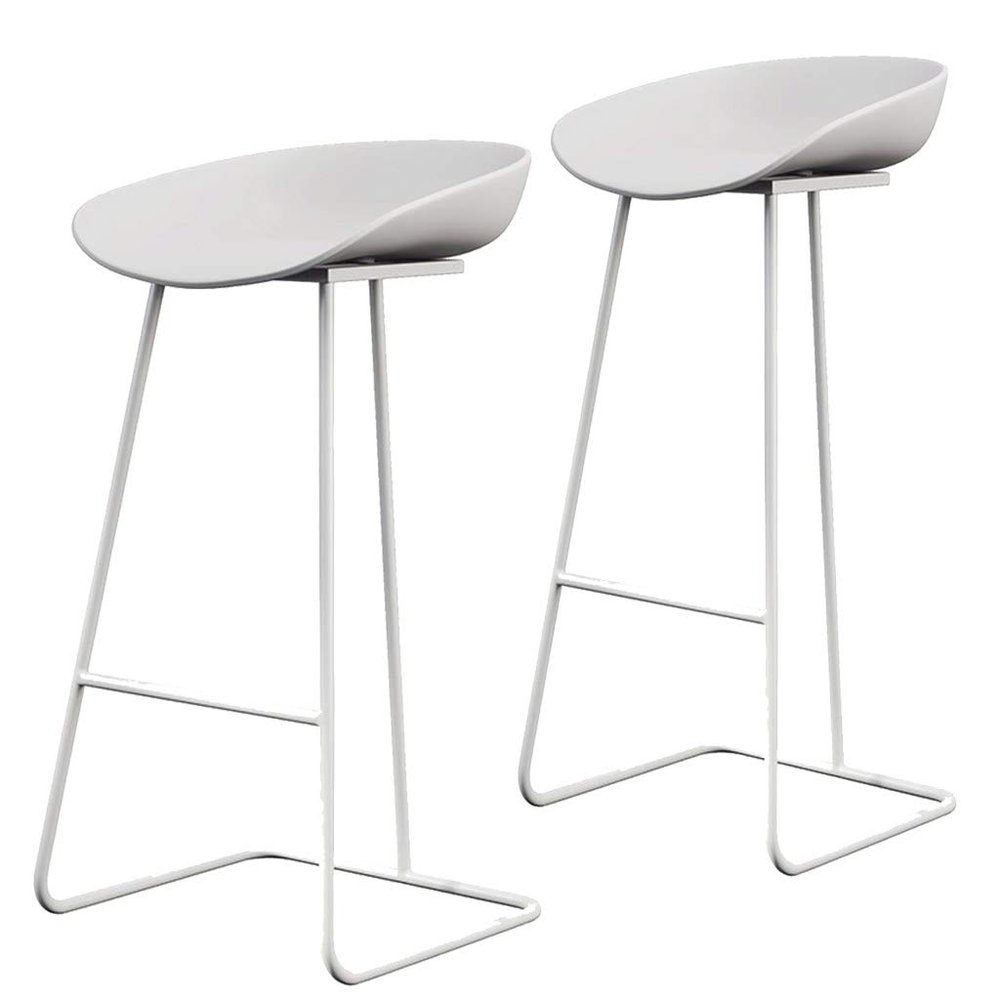 Barstools Set of 2 Restaurant Bar Stools Lounge High Waist Stool White Metal Legs PP Plastic Seat for Cafe Kitchen Chair Seat Height 25.5'' 27.5'' 29.5'' for Bistro Pub Caf Island Kitchen