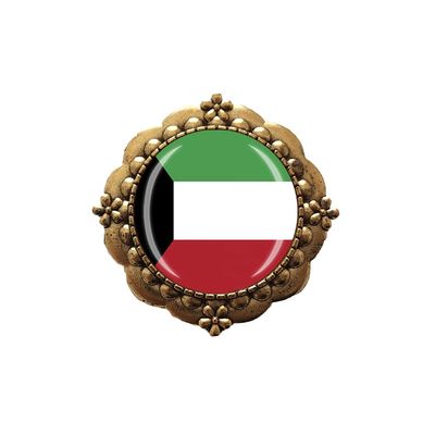 3D Kuwait Flag Glass Crystal Brooch Metal Souvenir Men Women Clothes Decoration Valentine's Day Birthday Gift