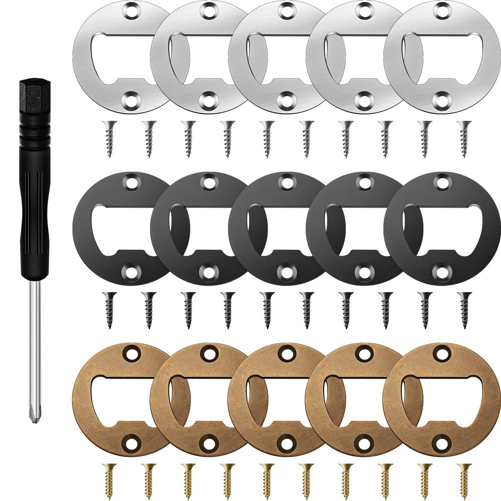 15 Sets Bottle Opener Inserts Kit Stainless Steel Round Bottle Openers Metal Inserts with Screws and Screwdriver for Bottles Opener DIY Resin Mould Kit