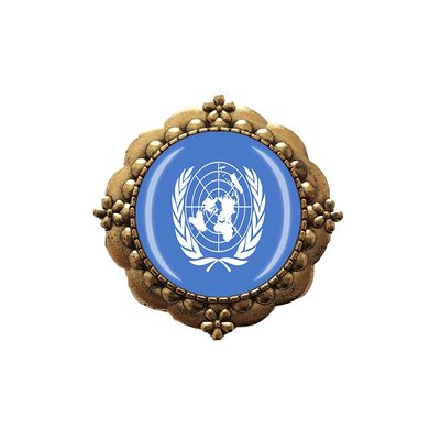 3D United Nations Flag Glass Crystal Brooch Metal Souvenir Men Women Clothes Decoration Valentine's Day Birthday Gift