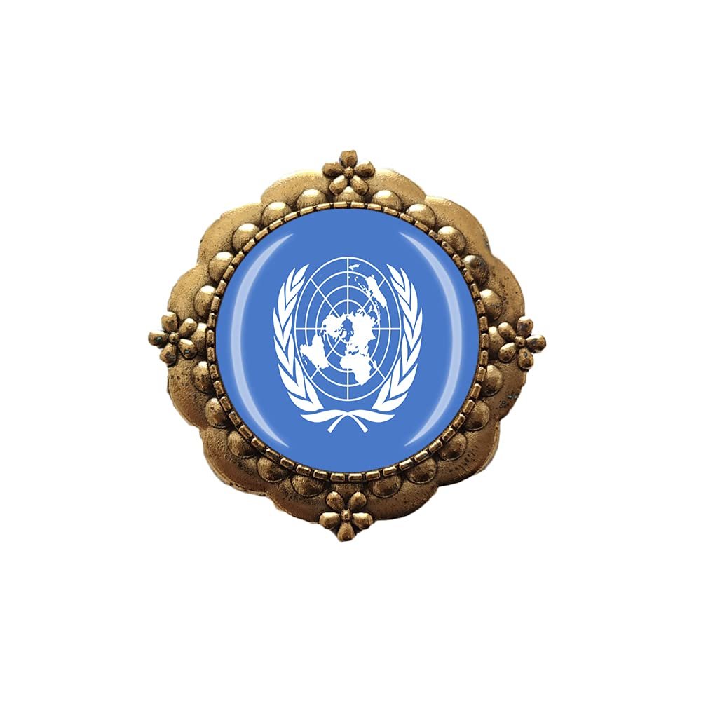 3D United Nations Flag Glass Crystal Brooch Metal Souvenir Men Women Clothes Decoration Valentine's Day Birthday Gift