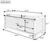 Quarte Storage Bench, Wooden Entryway Bench with Removable Cushion and Two Doors, Louver Design Shoe Bench for Hallway/Living Room Bedroom/Home Collection (White + Wood) view 2