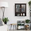 Rainfally 2-Door Mirrored Bathroom Cabinet, Wooden Wall Mounted Cabinet w/2 Mirror Doors & 2-Tier Adjustable Interior Shelves & Open Shelf, Storage Organizer for Bathroom, Kitchen, Bedroom (Brown) view 2
