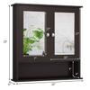 Rainfally 2-Door Mirrored Bathroom Cabinet, Wooden Wall Mounted Cabinet w/2 Mirror Doors & 2-Tier Adjustable Interior Shelves & Open Shelf, Storage Organizer for Bathroom, Kitchen, Bedroom (Brown) view 3