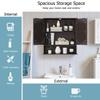 Rainfally 2-Door Mirrored Bathroom Cabinet, Wooden Wall Mounted Cabinet w/2 Mirror Doors & 2-Tier Adjustable Interior Shelves & Open Shelf, Storage Organizer for Bathroom, Kitchen, Bedroom (Brown) view 4