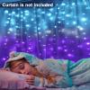 CoziTech Curtain Lights for Bedroom Waterfall Led Light String PurpleTeal Ombre Hanging Fairy Mermaid Lights for Kids Teen Room Decor Window Ocean Sea Kawaii Decor Girls Gift (Turquoise & Purple) view 2