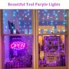 CoziTech Curtain Lights for Bedroom Waterfall Led Light String PurpleTeal Ombre Hanging Fairy Mermaid Lights for Kids Teen Room Decor Window Ocean Sea Kawaii Decor Girls Gift (Turquoise & Purple) view 4