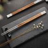 5 Pair Portable Chopsticks Set, Reusable Stainless Steel Chopstick with Wenge Wooden Handle for Home, Office view 2