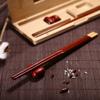 2-Pairs Wooden Chopsticks With Chopstick Rests, 9.84 Inches Reusable Natural Red Rosewood Chinese Non-slip Chopsticks Set view 3