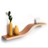 Floating Shelves with Hidden Mount, Wall Shelf with White Decor, Modern Furniture Made of Natural Wood, Geometric Wooden Shelf Office Bookshelves Bathroom Storage Bedroom (Cherry, 120cm (47.2 inch)) view 1