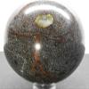 2.2" 290g Silverish w/Red & Green Dragon Blood Stone Sphere Polished Natural Sparkling Gemstone Crystal Mineral Ball - S. Africa + Stand view 2