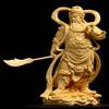 A Pair Natural Boxwood Hand Carved Garan & Wei Tuo Bodhisattva Statue(All 2 Statue Sets) view 3