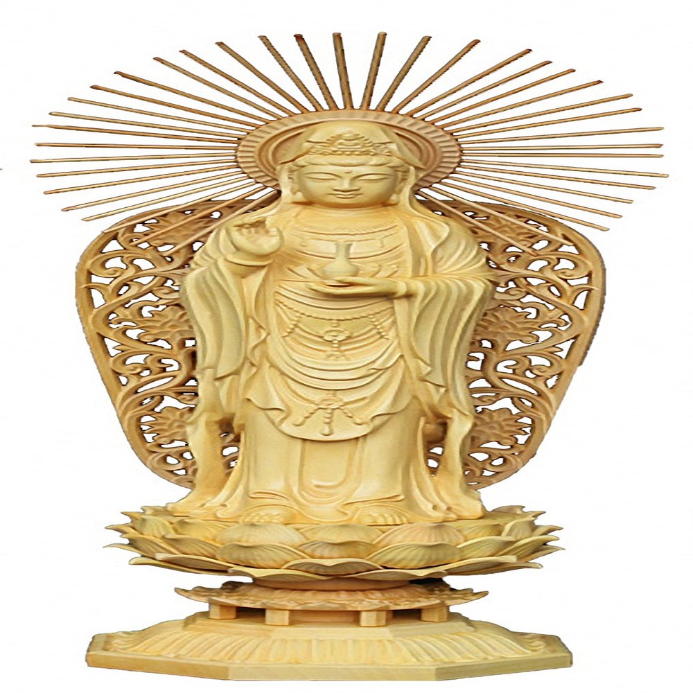 Natural Boxwood Hand Carved Avalokitesvara Ksitigarbha Mahasthamaprapta Boddhisattva Shakyamuni Amitabha Buddha Statue(Avalokitesvara Boddhisattva 1#)