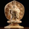 Natural Boxwood Hand Carved Avalokitesvara Ksitigarbha Mahasthamaprapta Boddhisattva Shakyamuni Amitabha Buddha Statue(Stand Shakyamuni Amitabha Buddha) view 2